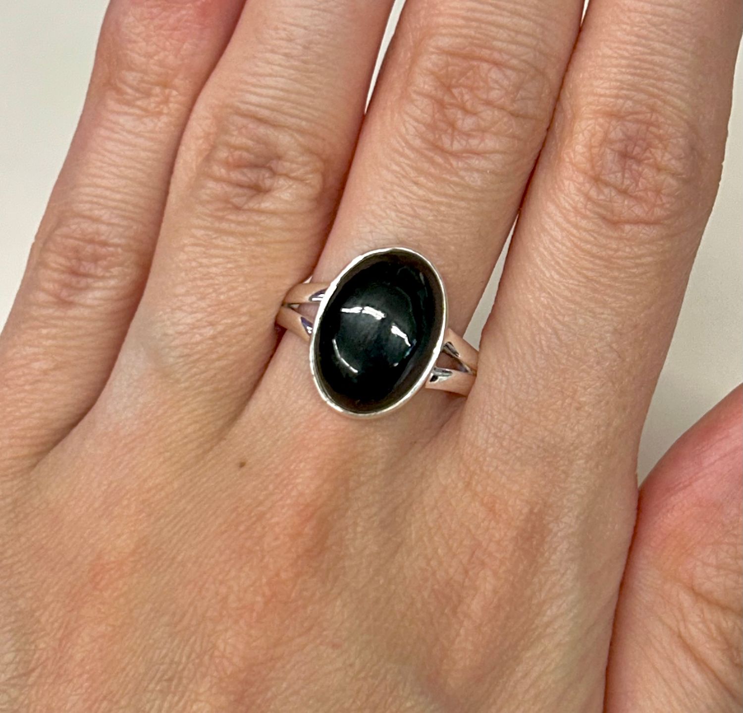 Black Obsidian Ring A - Size 9 Sterling Silver