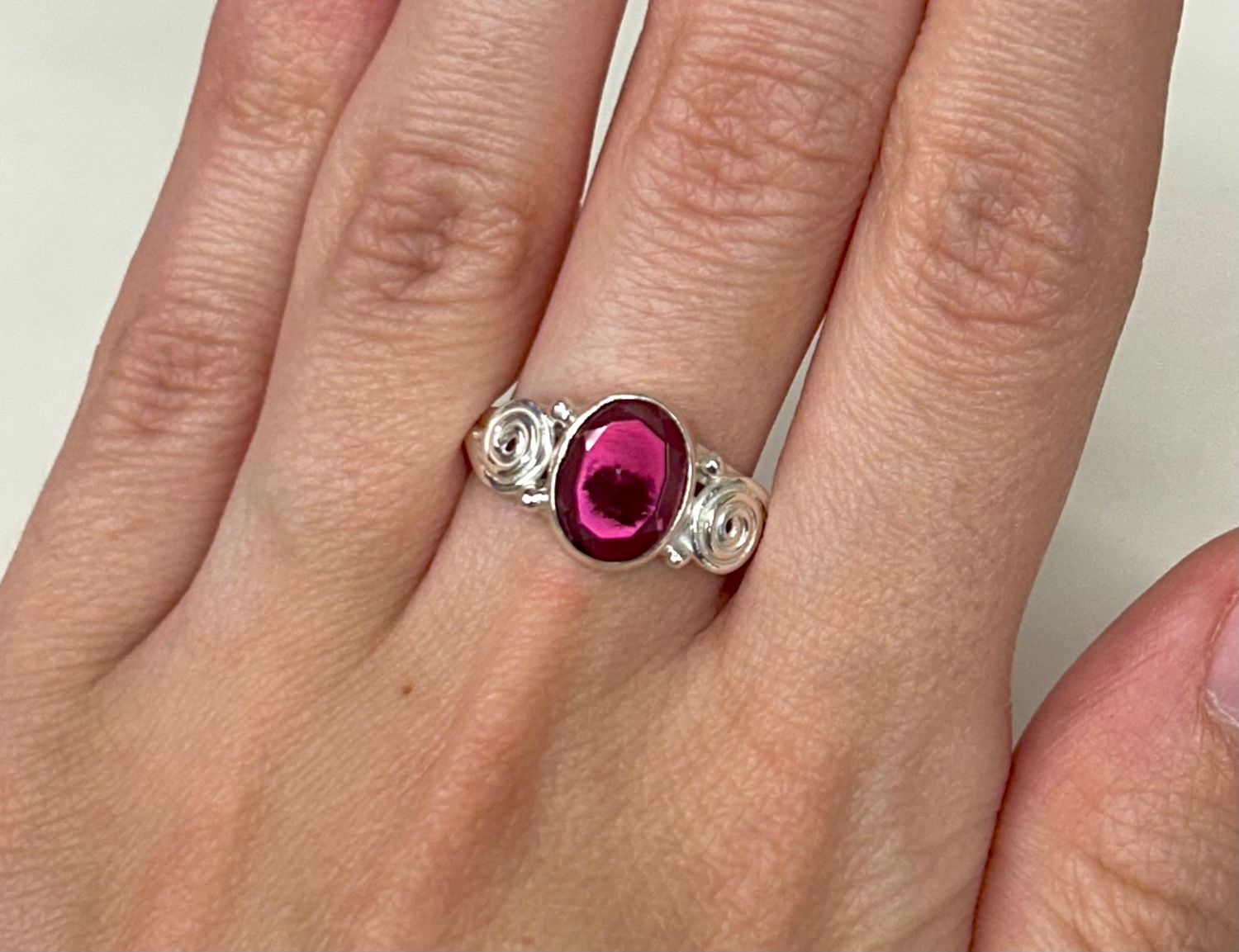 Garnet Ring B - Size 8 Sterling Silver