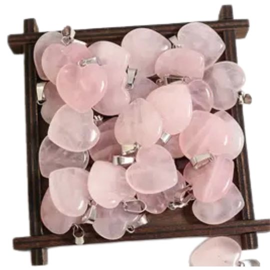 Rose Quartz Puffy Heart Keychain