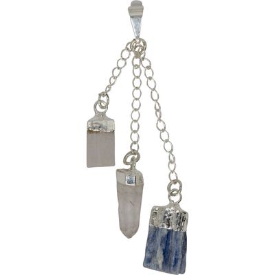Blue Kyanite, Selenite, Clear Quartz Pendant