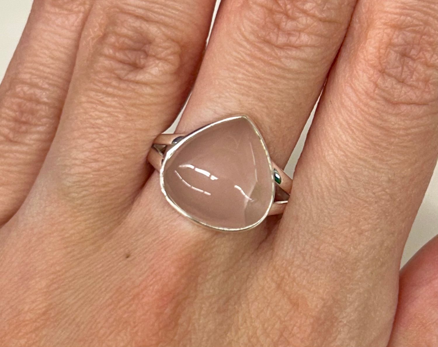 Rose Quartz Ring - Size 10 Sterling Silver
