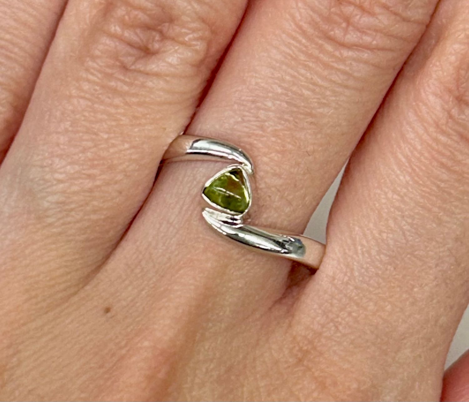 Peridot Ring - Size 8 Sterling Silver