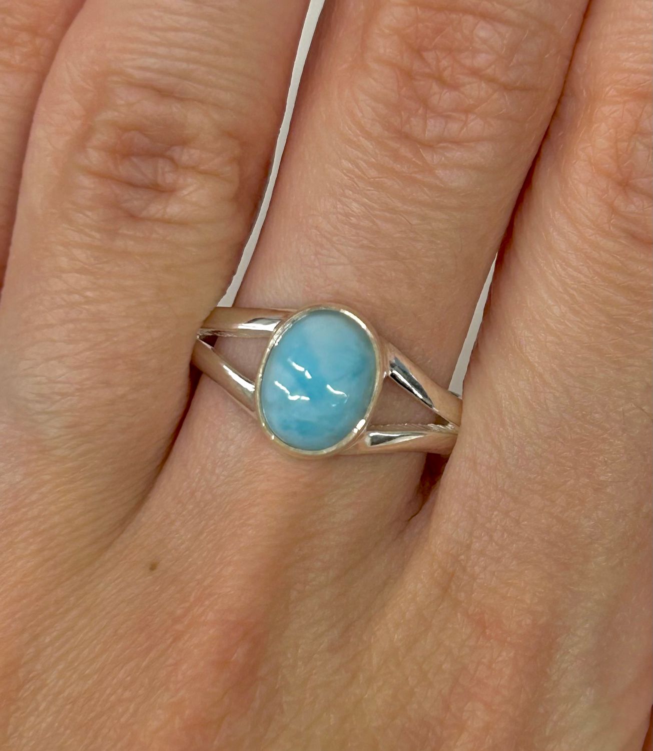 Larimar Ring B - Size 10 Sterling Silver