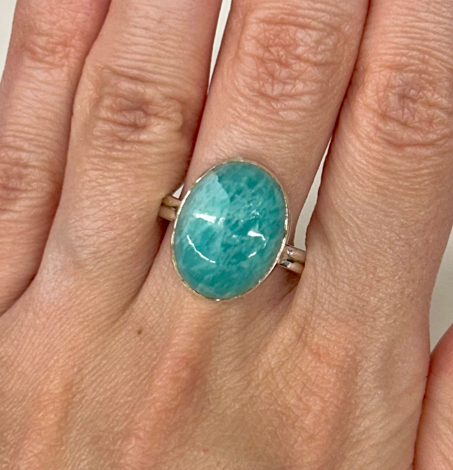 Amazonite Ring - Size 9 Sterling Silver