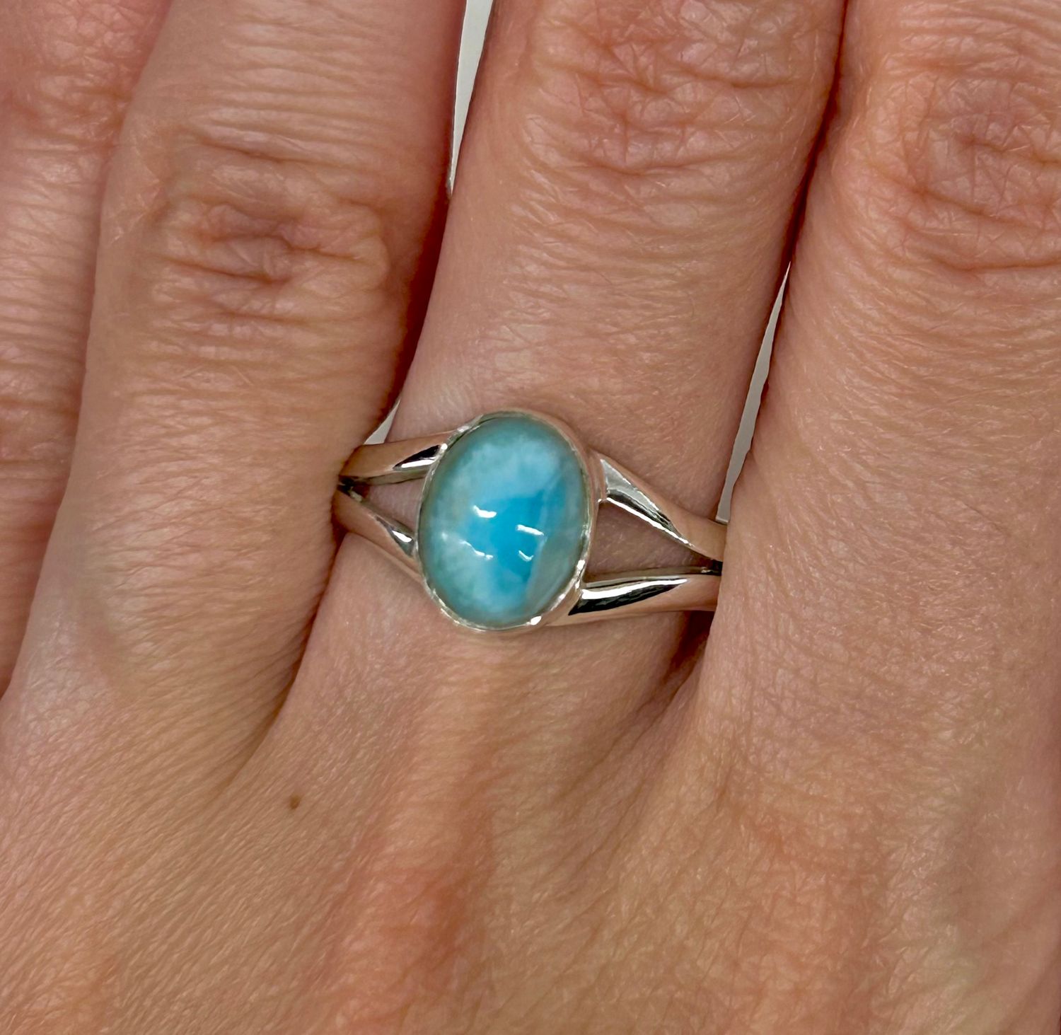 Larimar Ring C - Size 10 Sterling Silver
