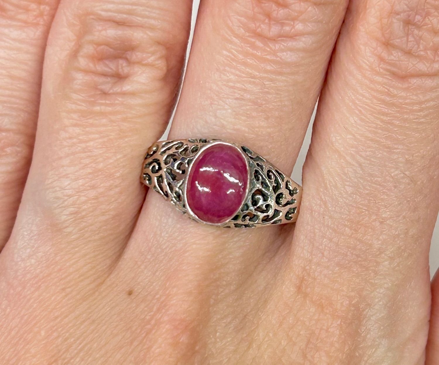 Ruby Ring - Size 8 Sterling Silver