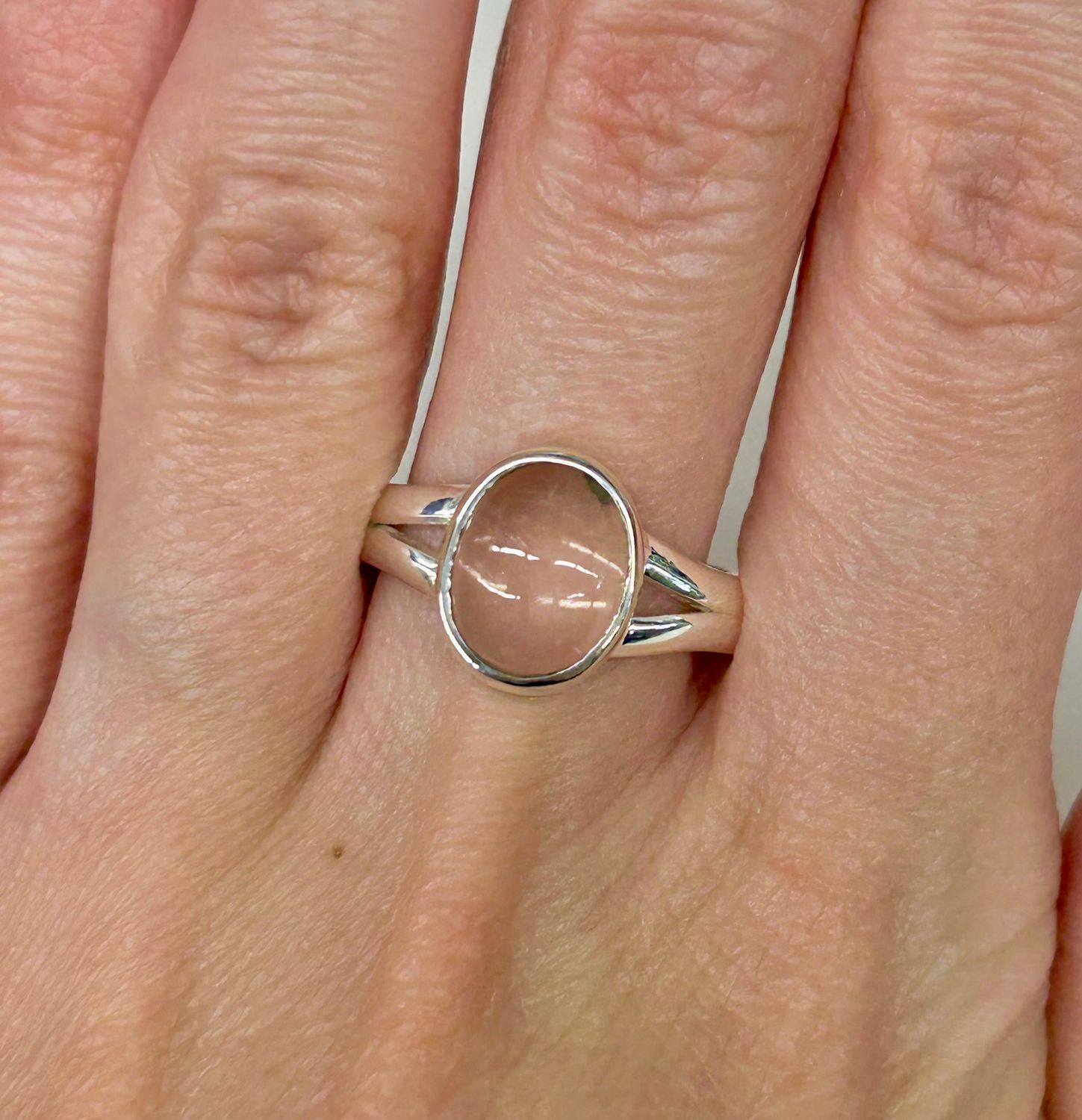 Rose Quartz Ring D - Size 10 Sterling Silver