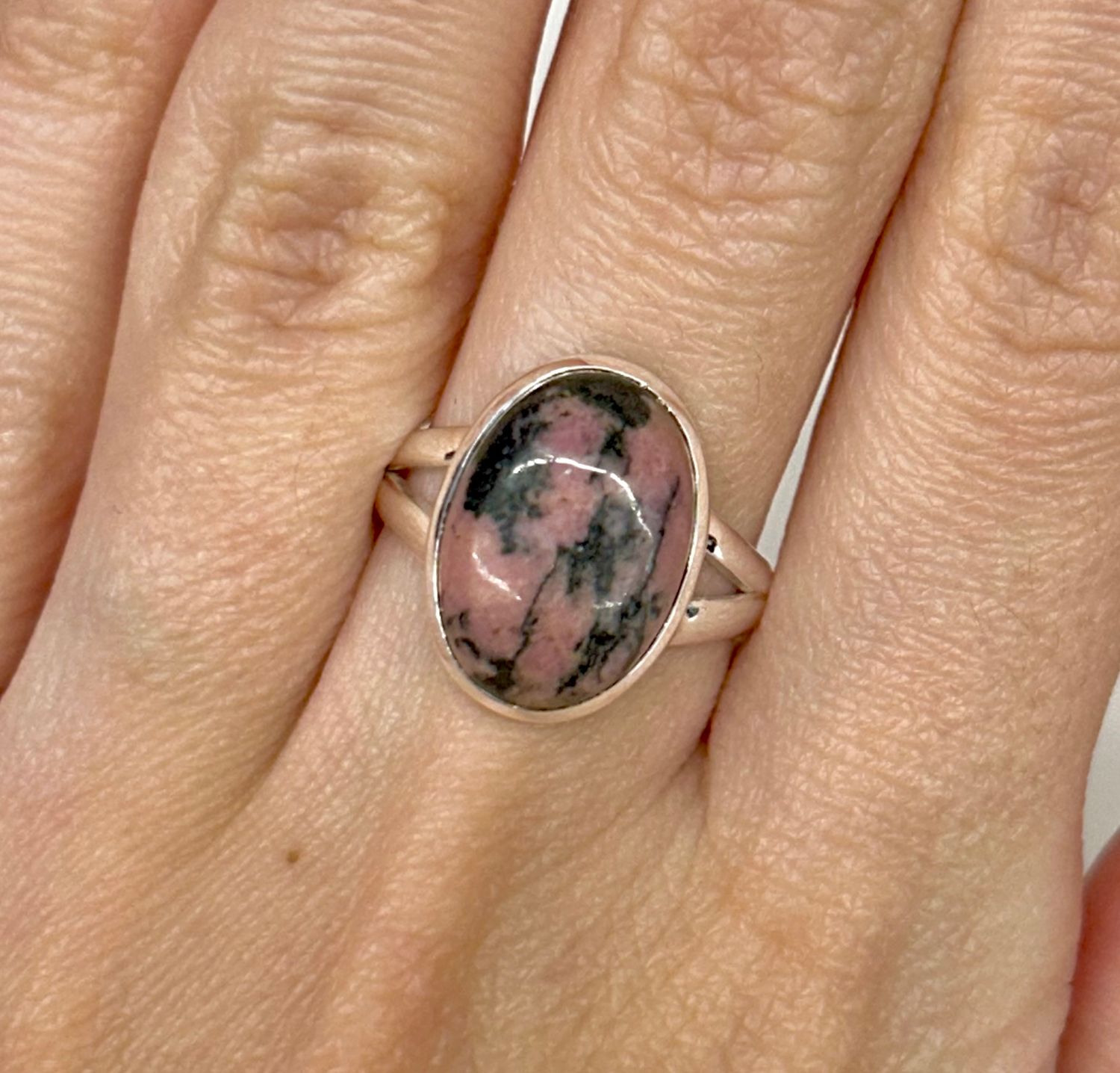 Rhodonite Ring - Size 5 Sterling Silver