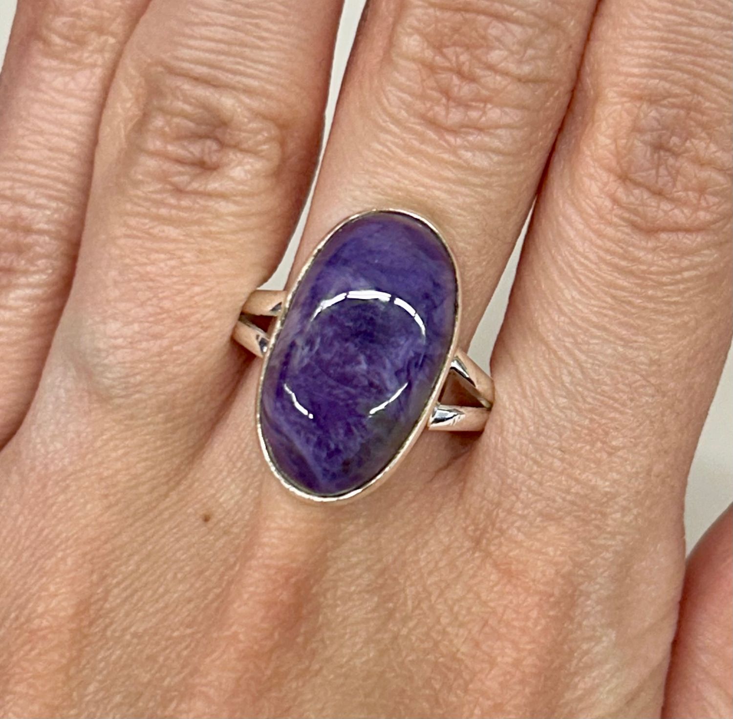 Charoite Ring - Size 9 Sterling Silver