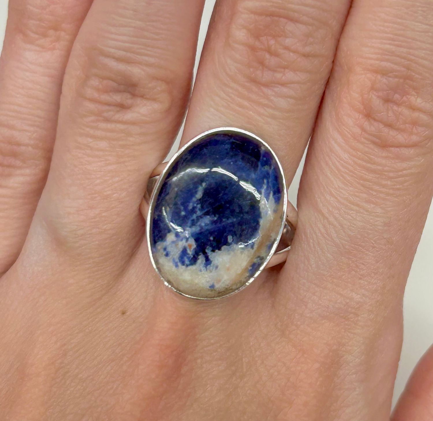 Sodalite Ring - Size 10 Sterling Silver