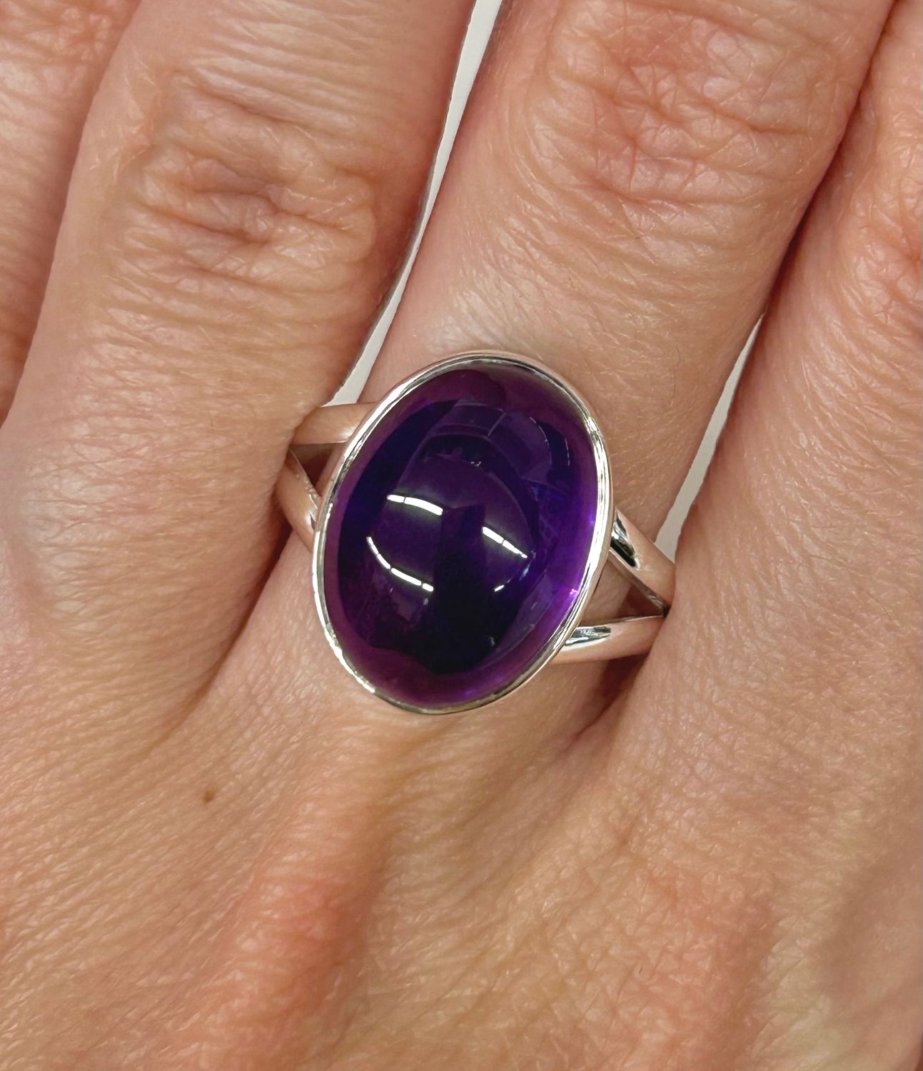 Amethyst Ring D - Size 9 Sterling Silver