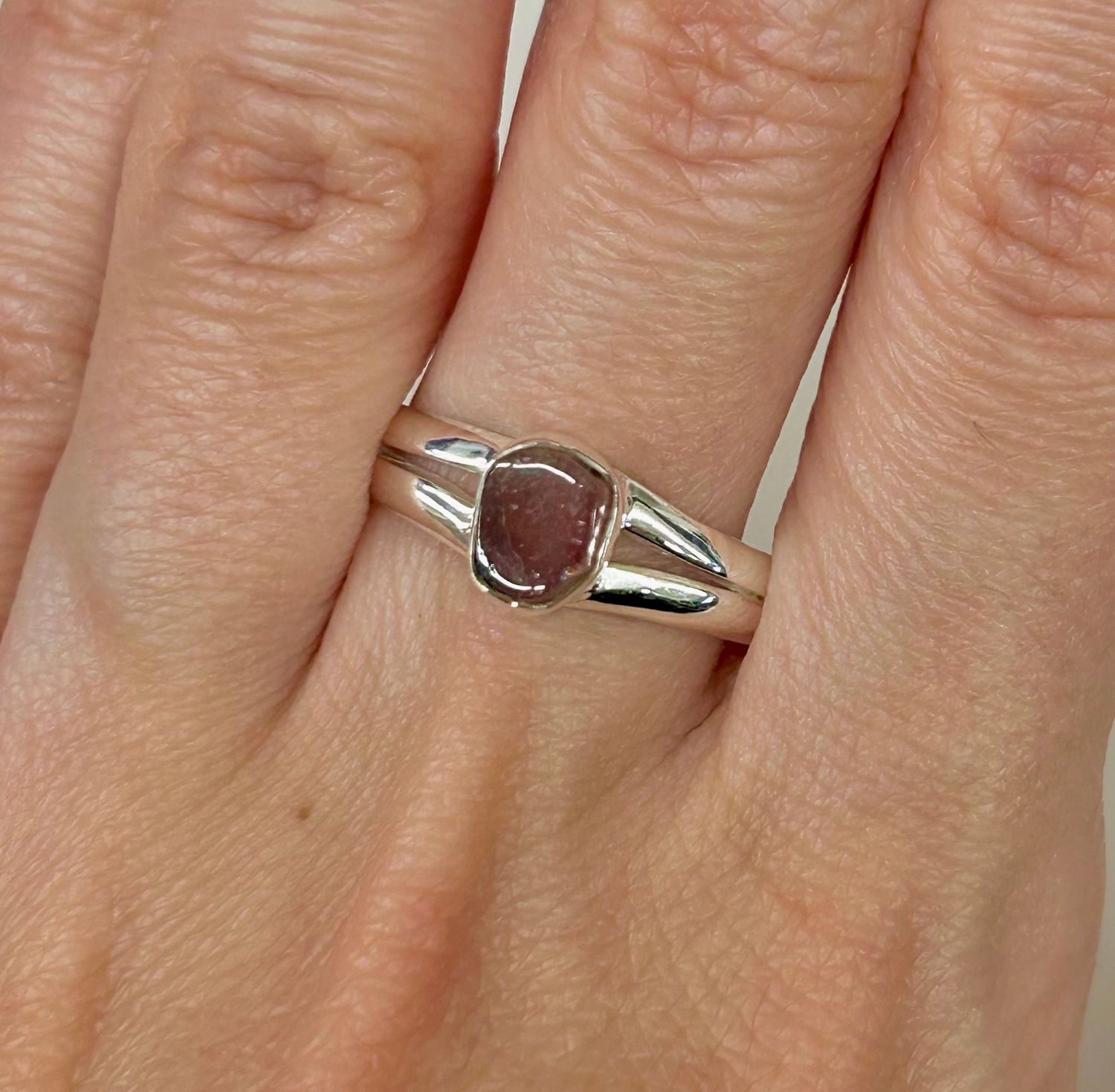 Watermelon Tourmaline Ring - Size 10 Sterling Silver
