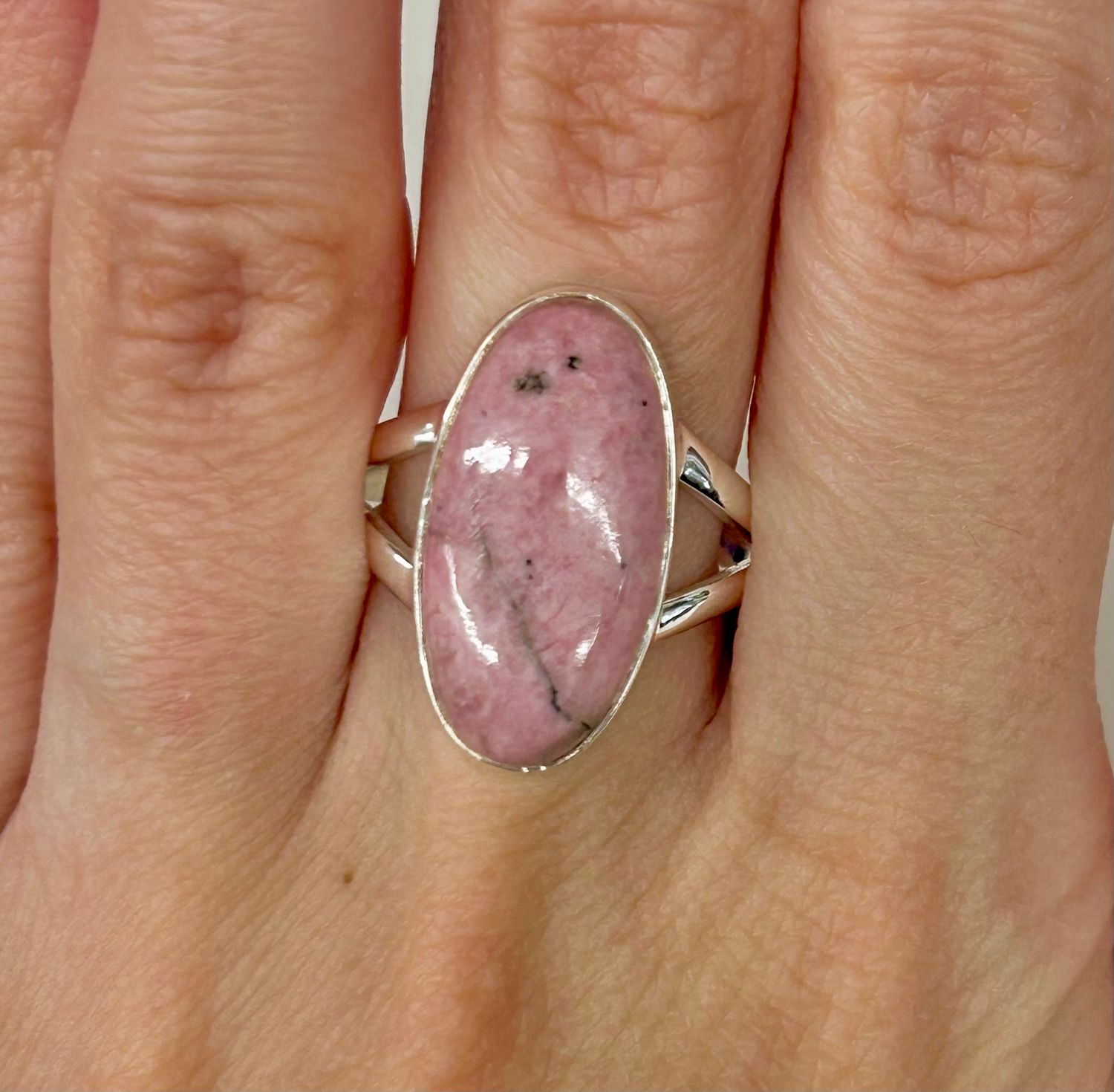 Rhodonite Ring A  - Size 10 Sterling Silver
