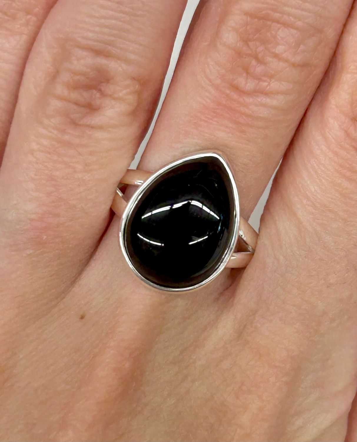 Black Onyx Ring - Size 10 Sterling Silver
