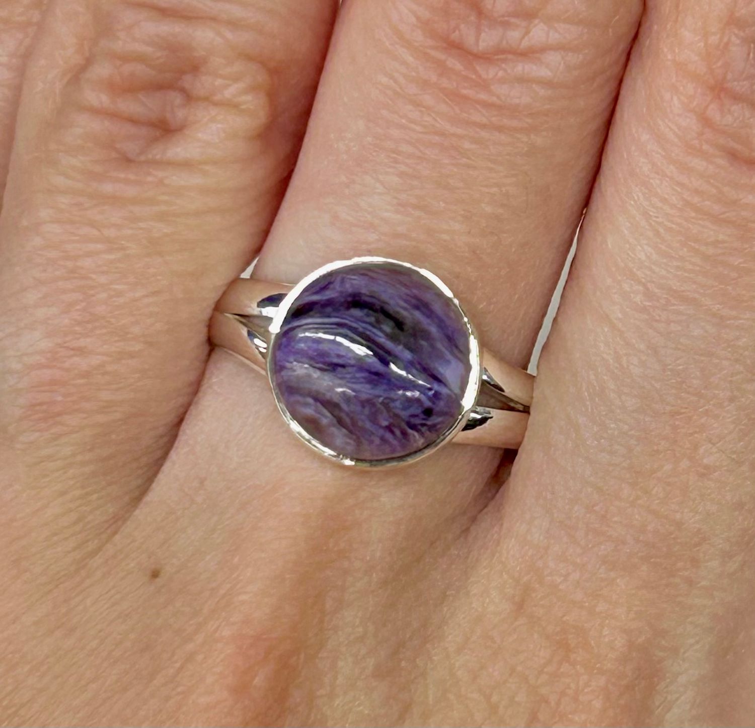Charoite Ring A - Size 8 Sterling Silver