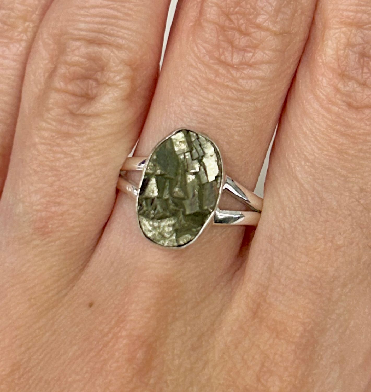 Pyrite Ring  - Size 10 Sterling Silver