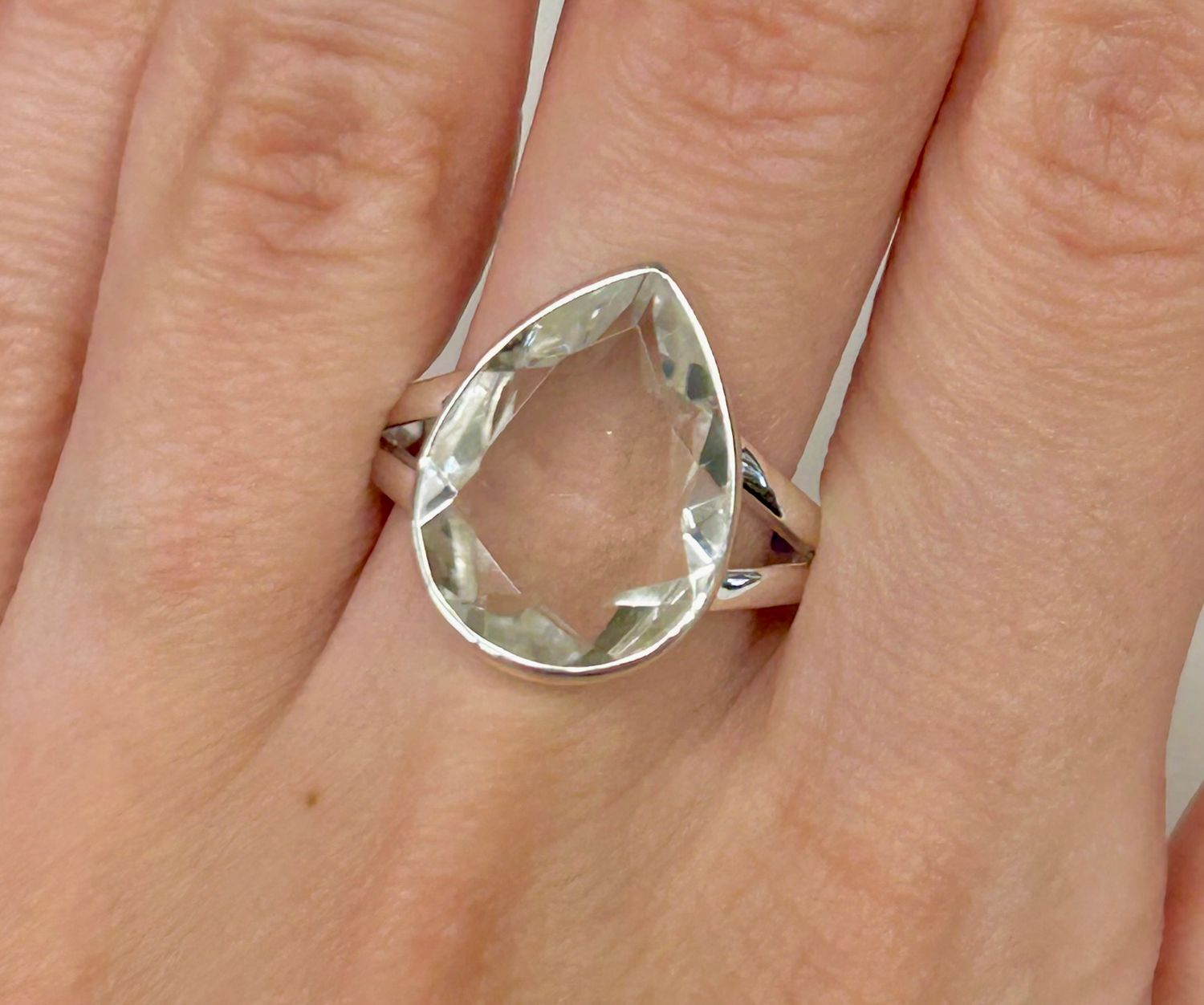 Clear Quartz Ring - Size 10 Sterling Silver