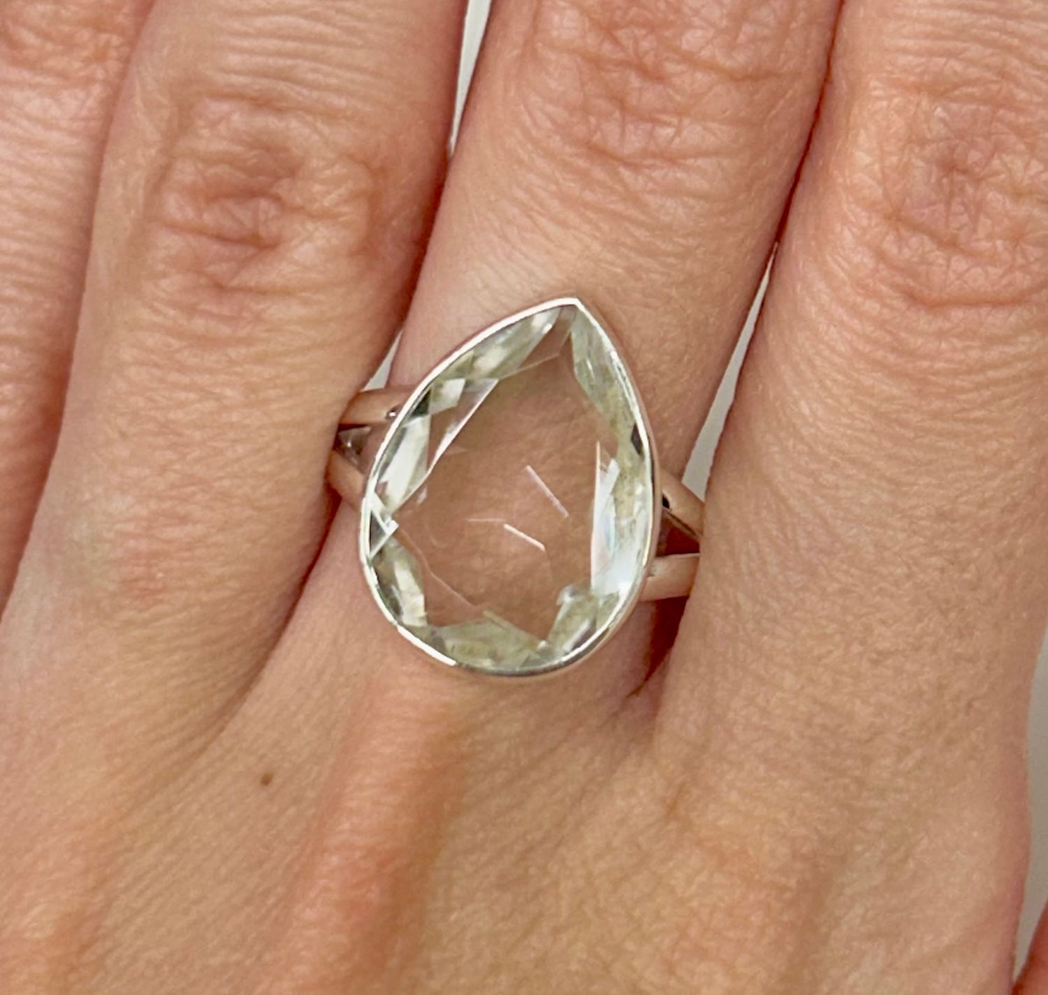 Clear Quartz Ring A - Size 9 Sterling Silver