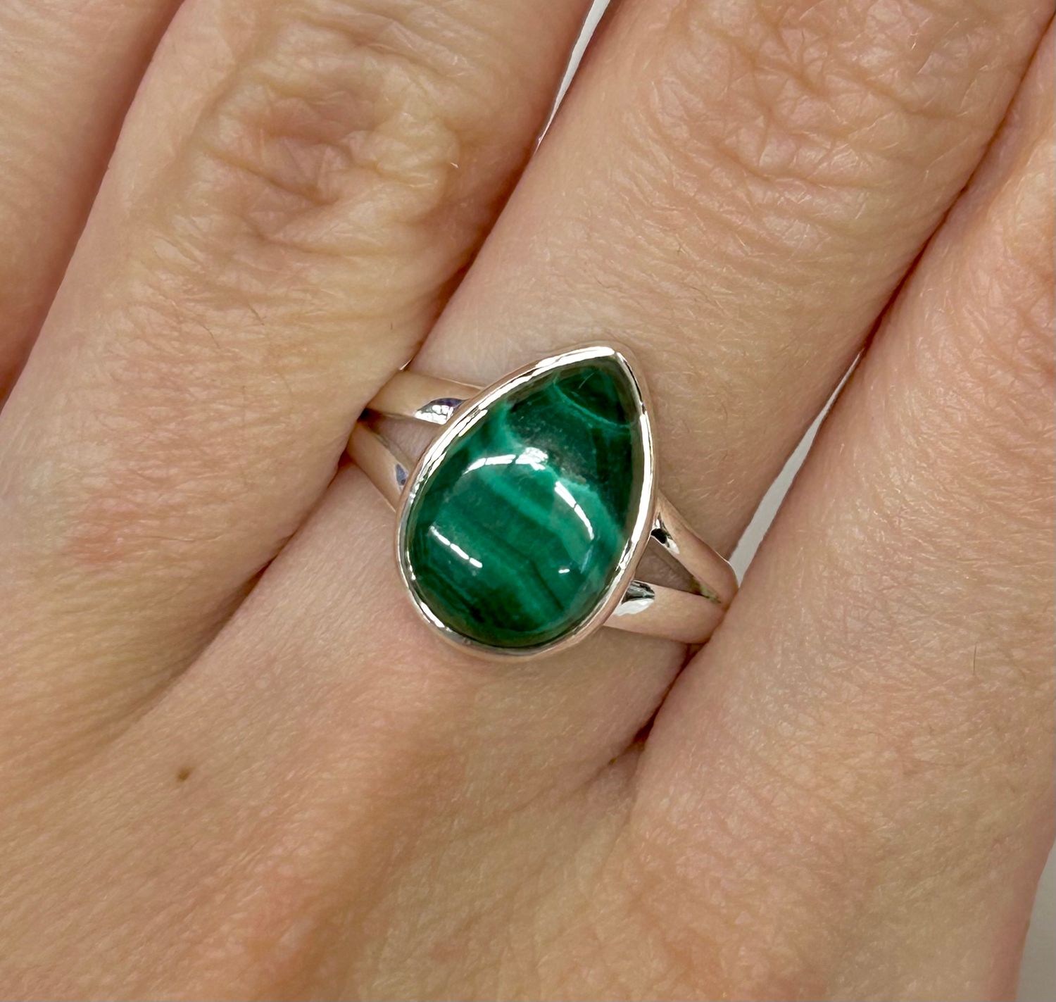 Malachite Sterling Silver Ring - Size 5