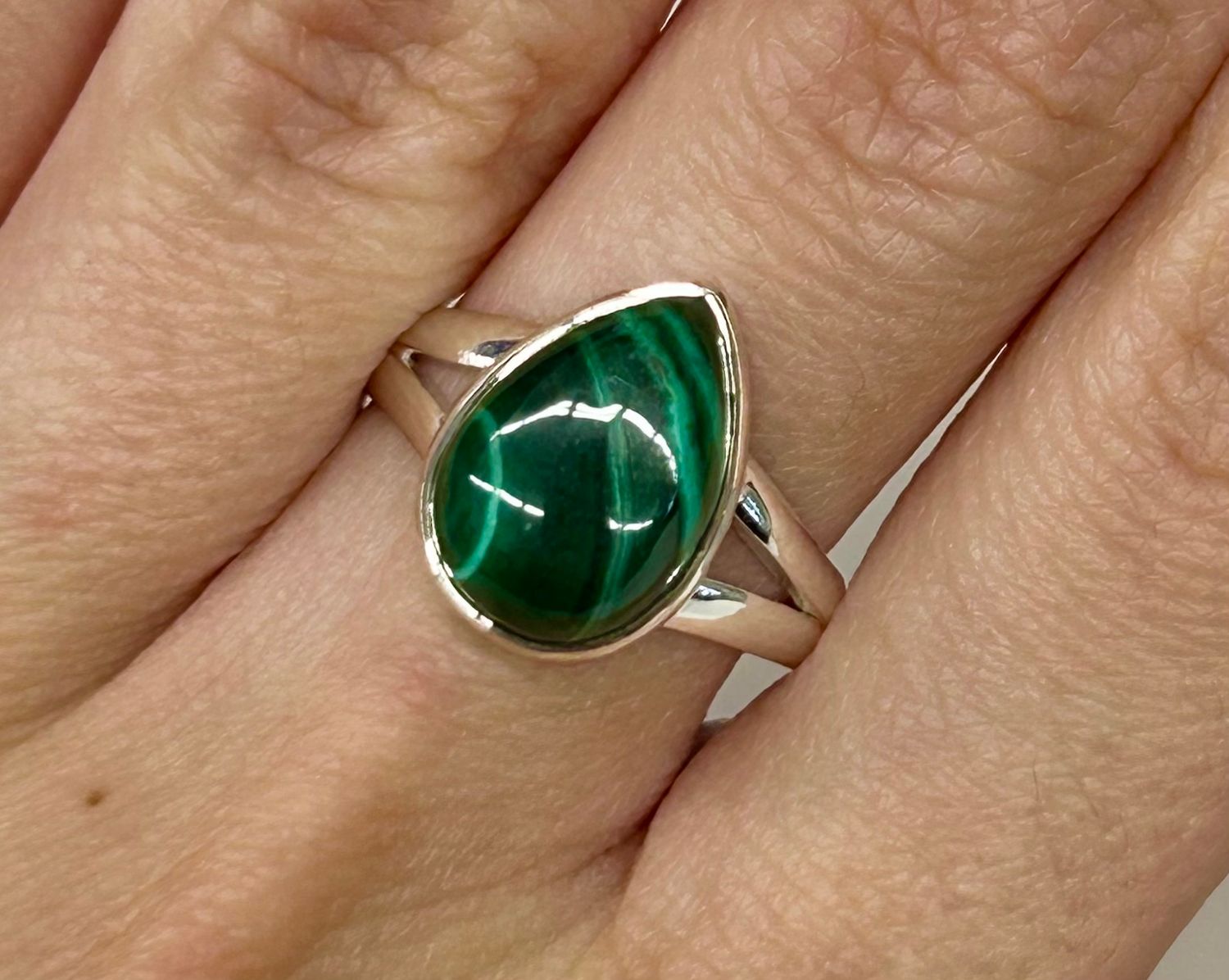 Malachite Ring - Size 5 Sterling Silver
