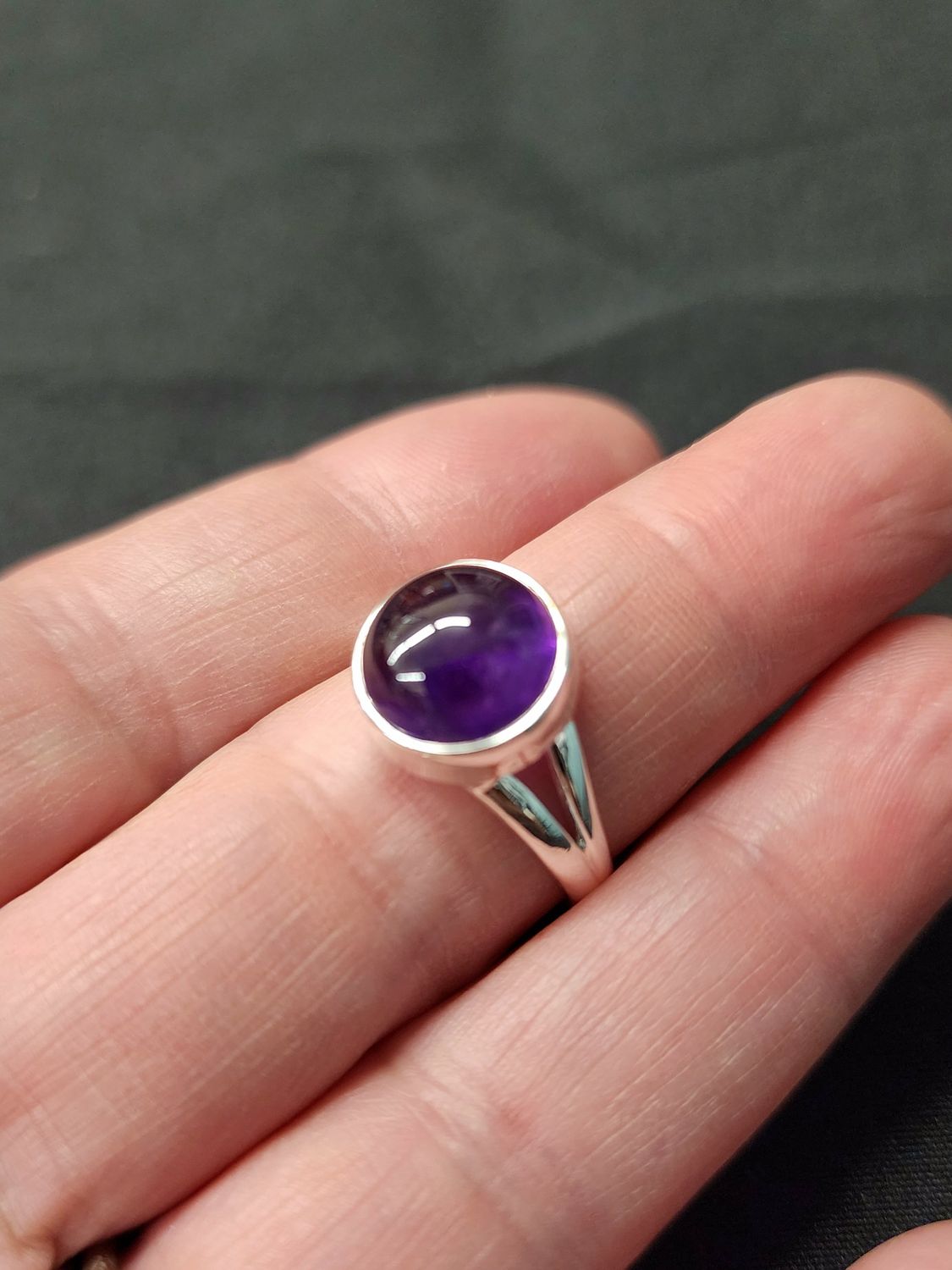 Amethyst Ring D - Size 8 Sterling Silver