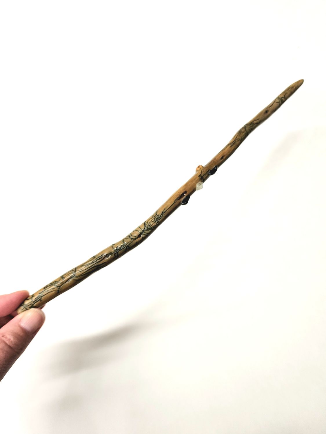 Locally Hand Crafted Wand - Prehnite Obsidian