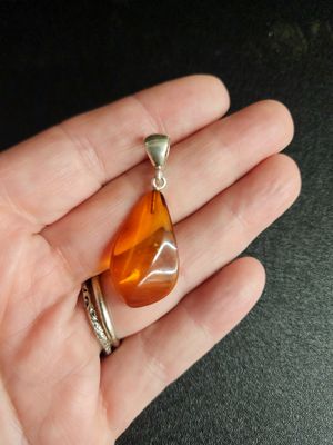 Baltic Amber B Pendant Sterling Silver