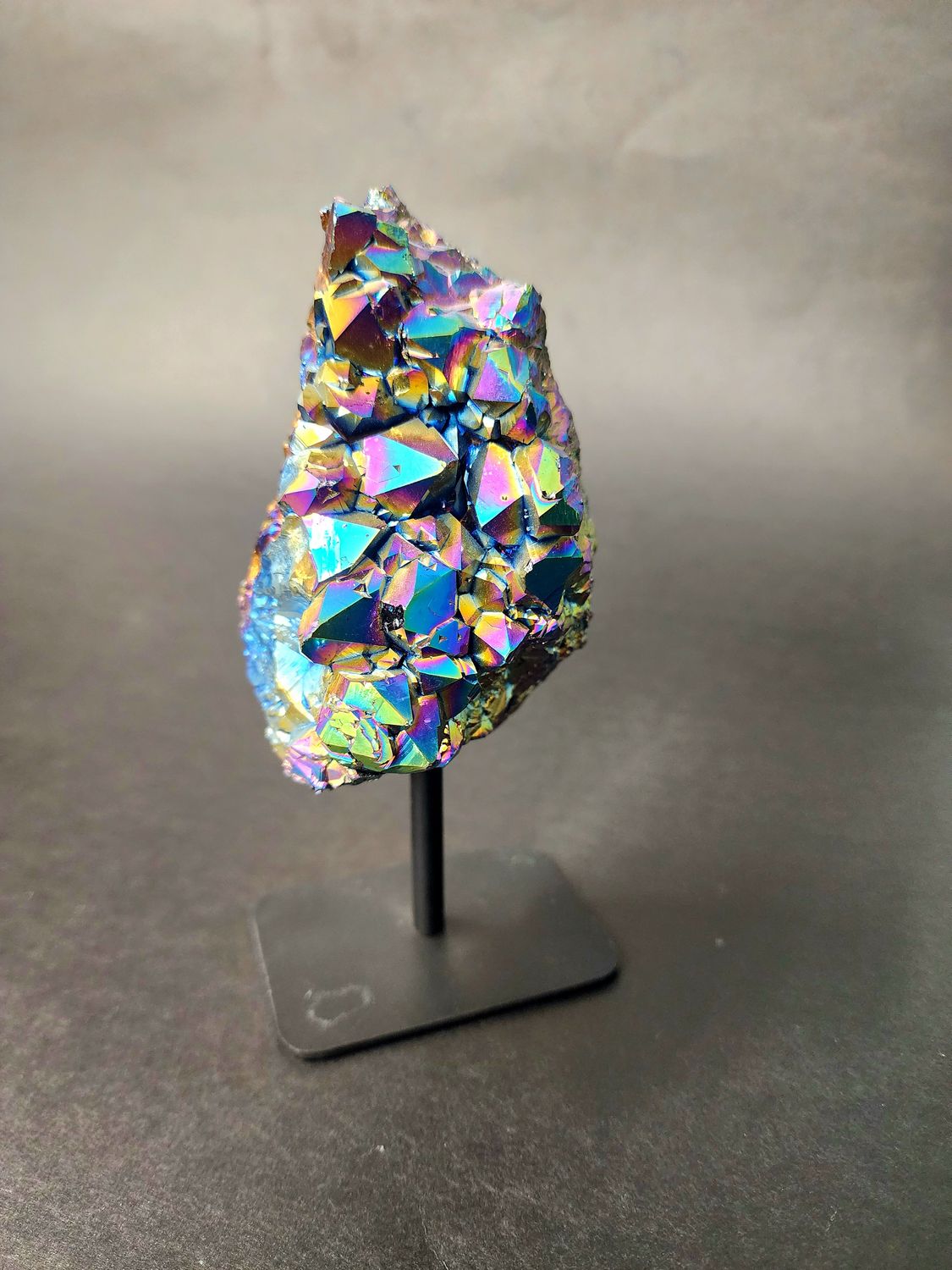 Titanum Rainbow Aura Quartz Cluster on Stand