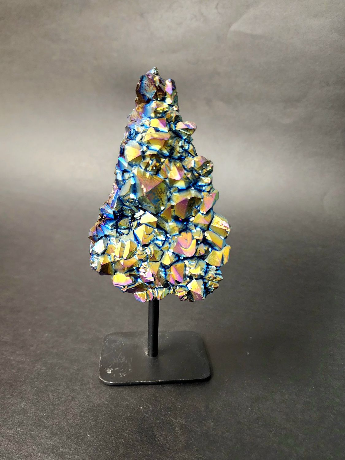 Titanum Rainbow Aura Quartz Cluster on Stand B