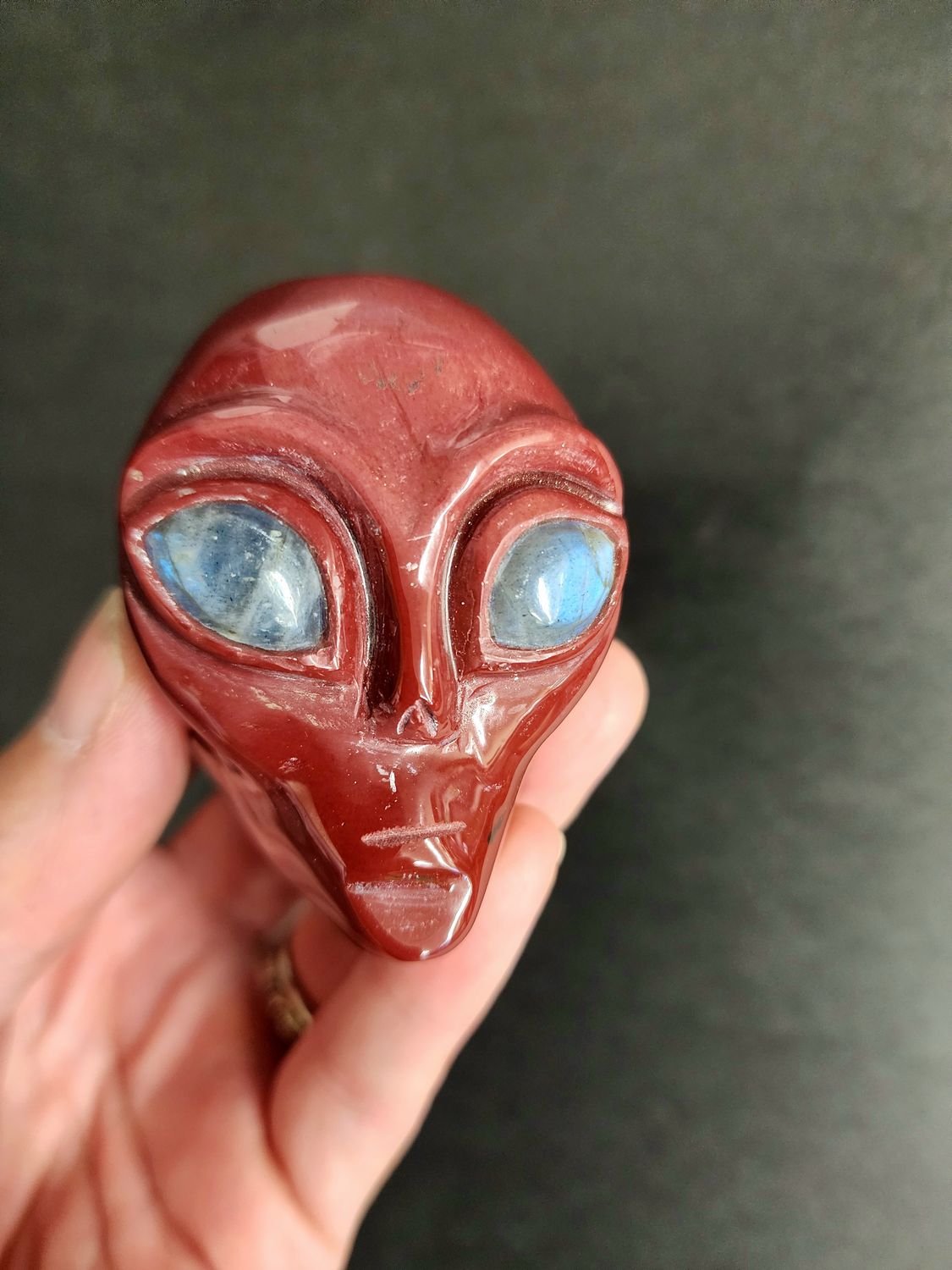 Mookaite Alien Skull 3&quot; with Labradorite Eyes B