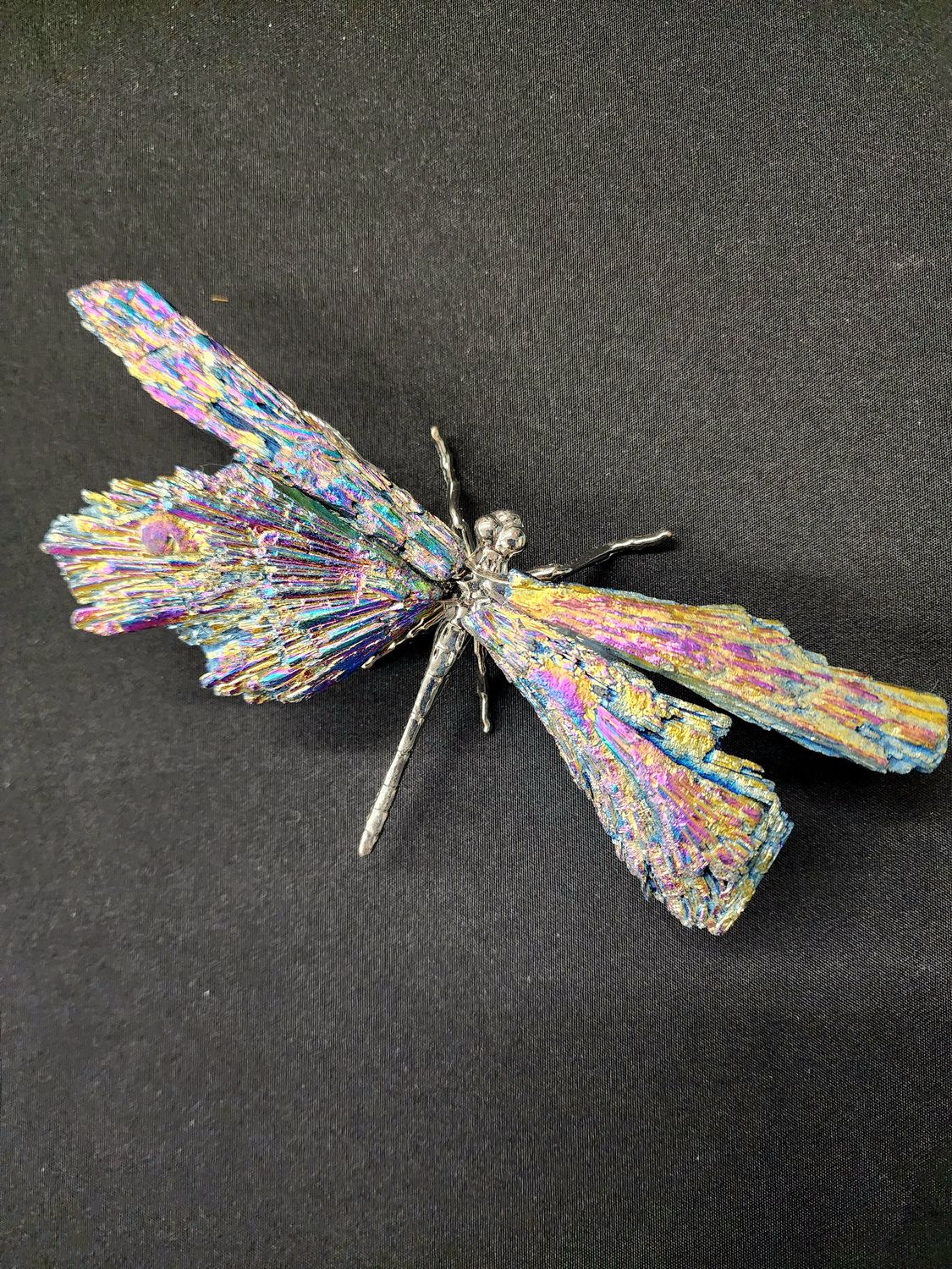 Rainbow Titanium Aura Black Kyanite Dragonfly