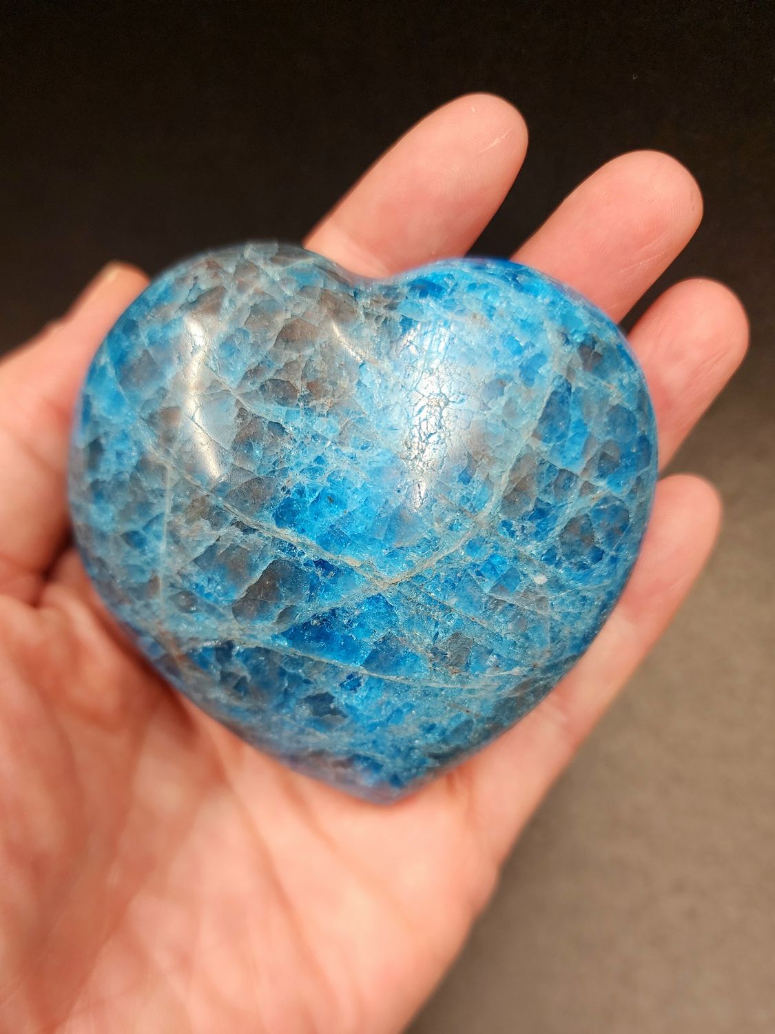 Blue Apatite Heart 3&quot;