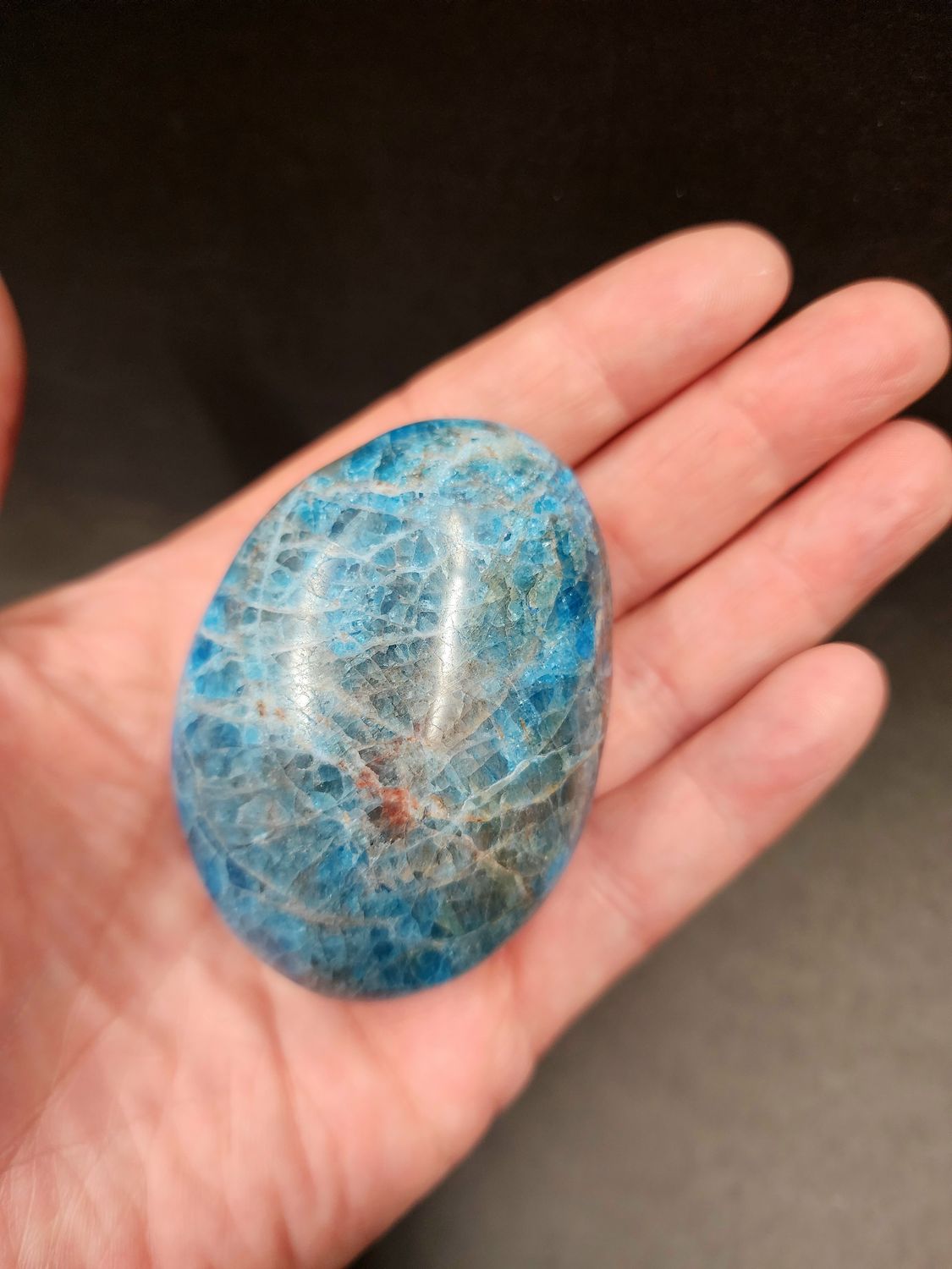 Blue Apatite Palmstone Medium