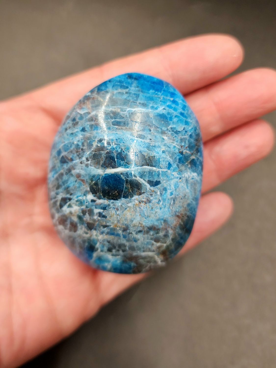 Blue Apatite Palmstone large