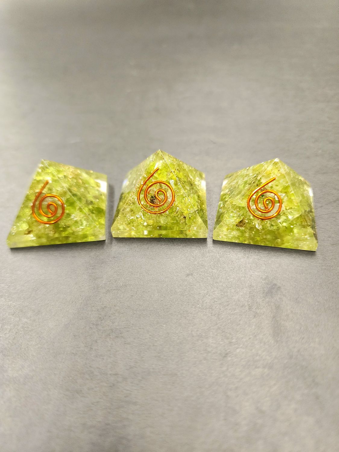 Peridot Orgonite Pyramids 1.25&quot;