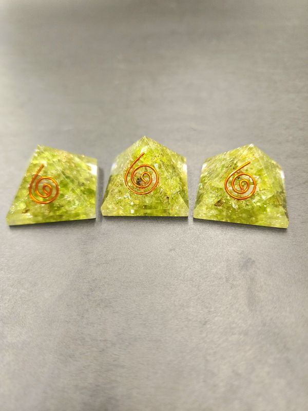Peridot Orgonite Pyramids 1.25&quot;