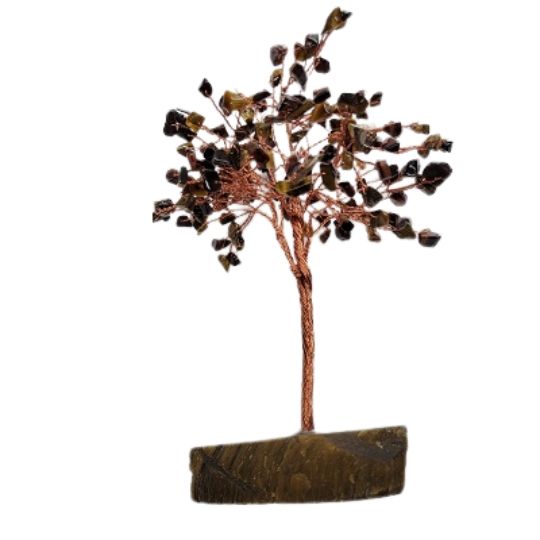 Tiger Eye Gem Tree w/Tiger Eye Base 8&quot;