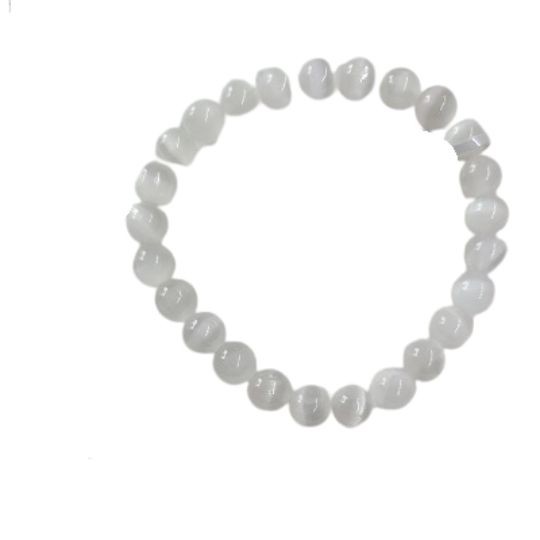 Large Selenite Bracelet 8MM - 8-8.5&quot;