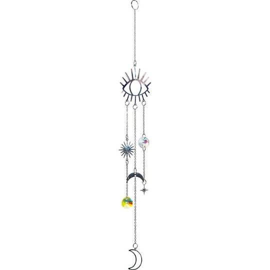 Hanging AB Crystal String-Drop w/Evil Eye &amp; Moon