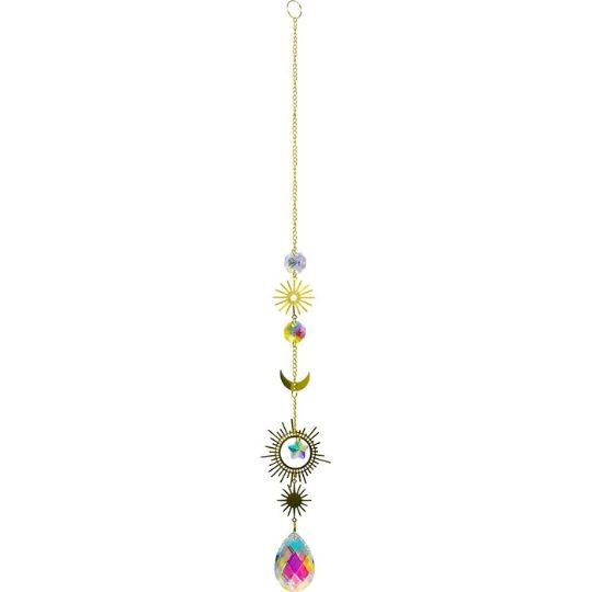 Hanging AB Crystal String-Drop w/Sun&amp;Moon