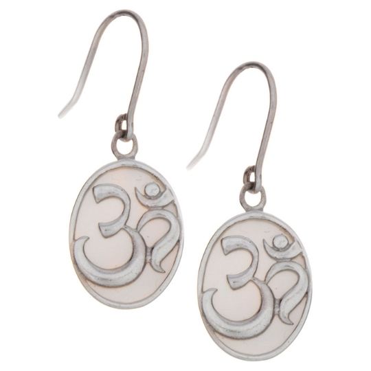 Mother of Pearl OM Dangle Earrings