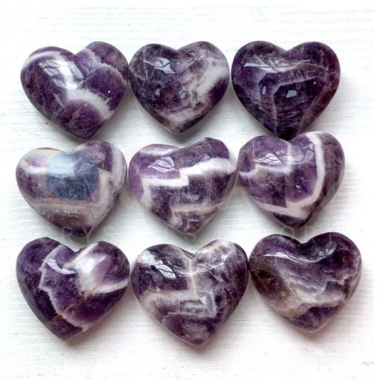 Chevron Amethyst Puffy Heart
