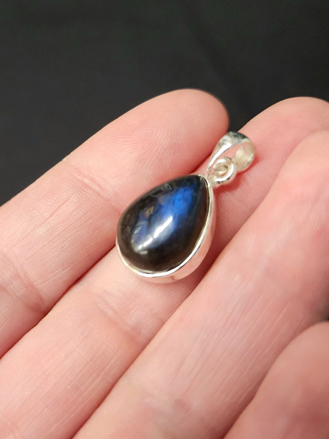 Labradorite D Pendant Sterling Silver