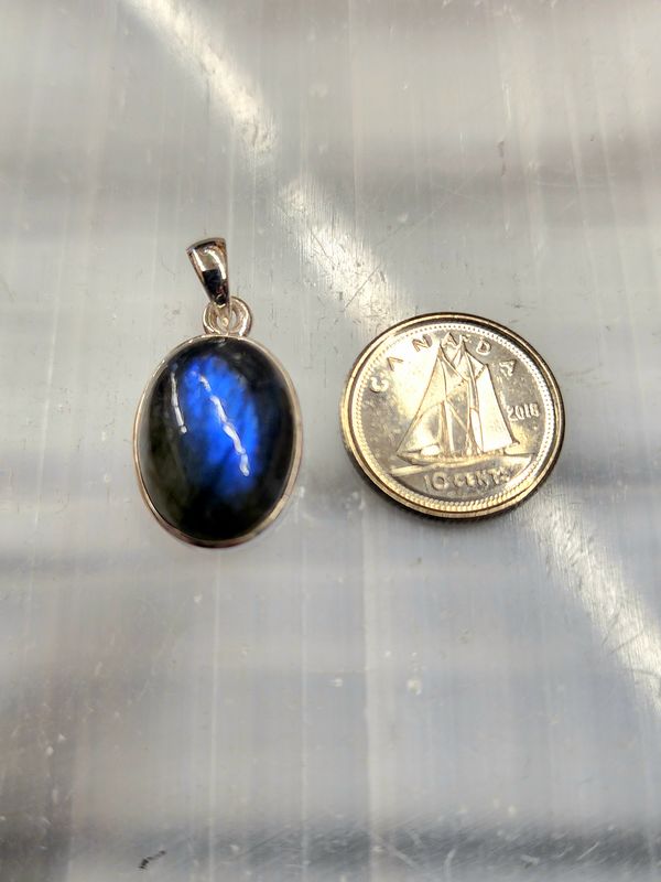 Labradorite F Pendant Sterling Silver