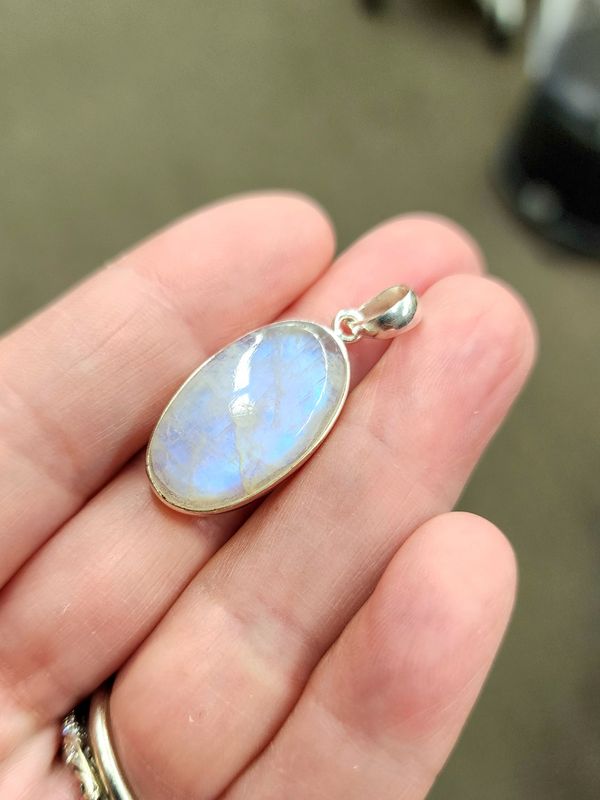 Rainbow Moonstone Pendant A Sterling Silver