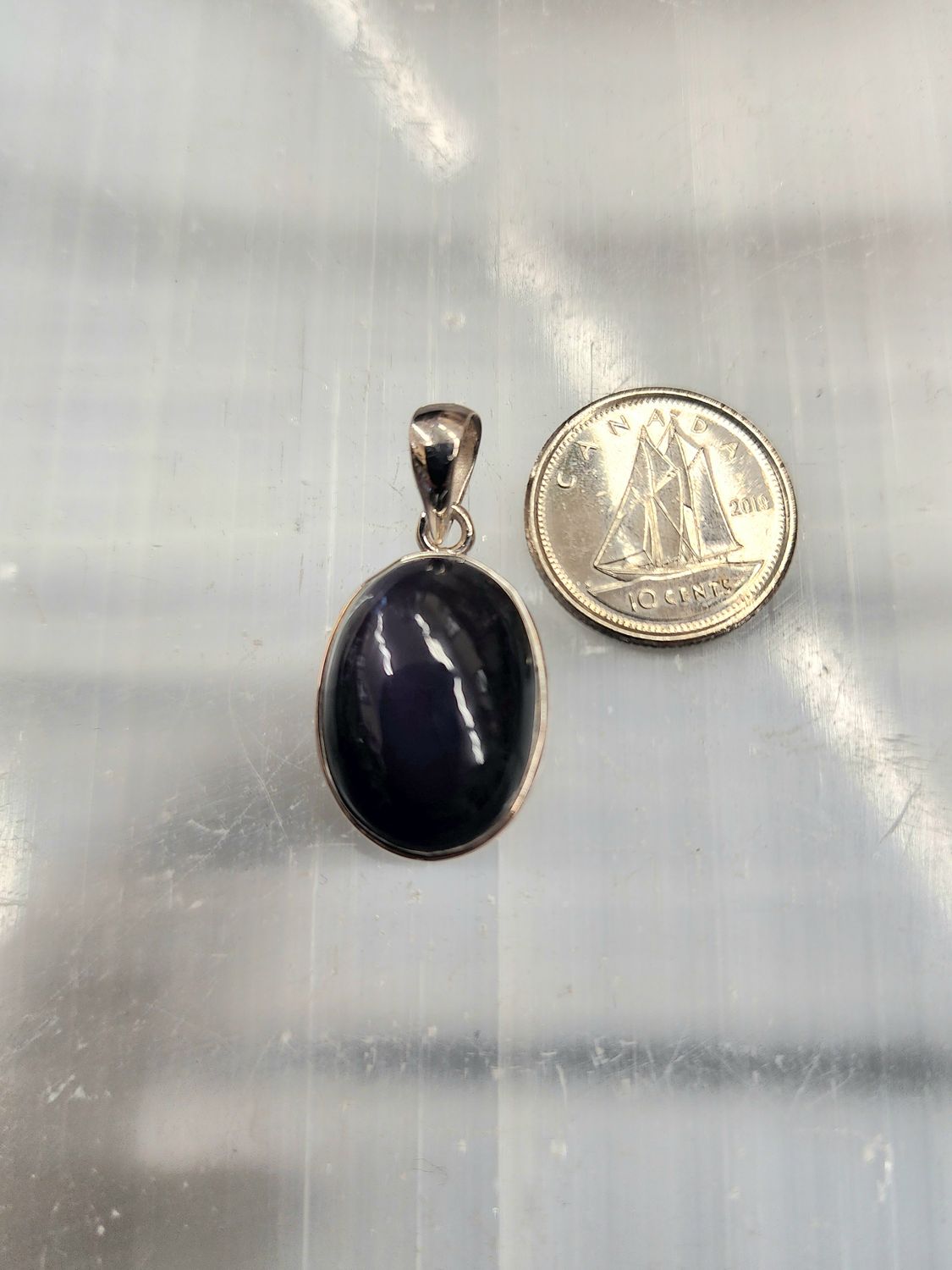 Black Obsidian B Pendant