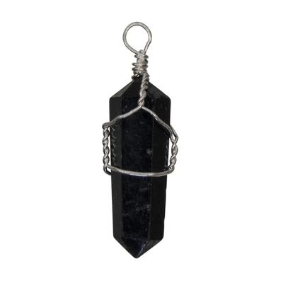 Black Tourmaline Point Wrapped Pendants