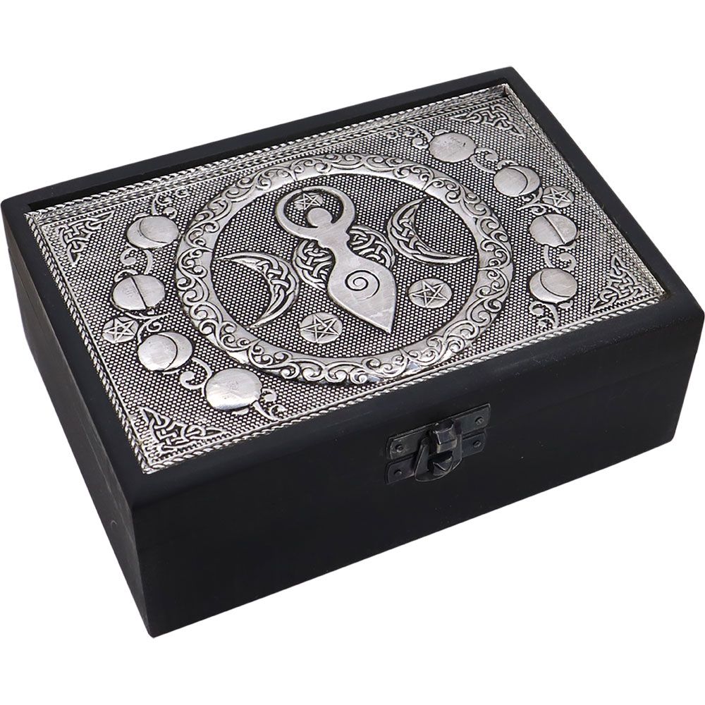 Wooden Triple Moon Goddess Box