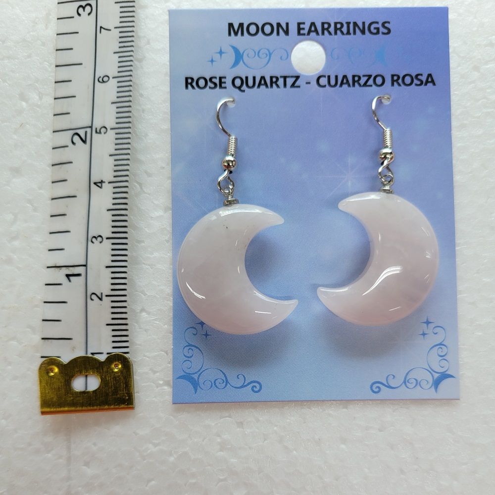 Rose Quartz Moon Dangle Earrings