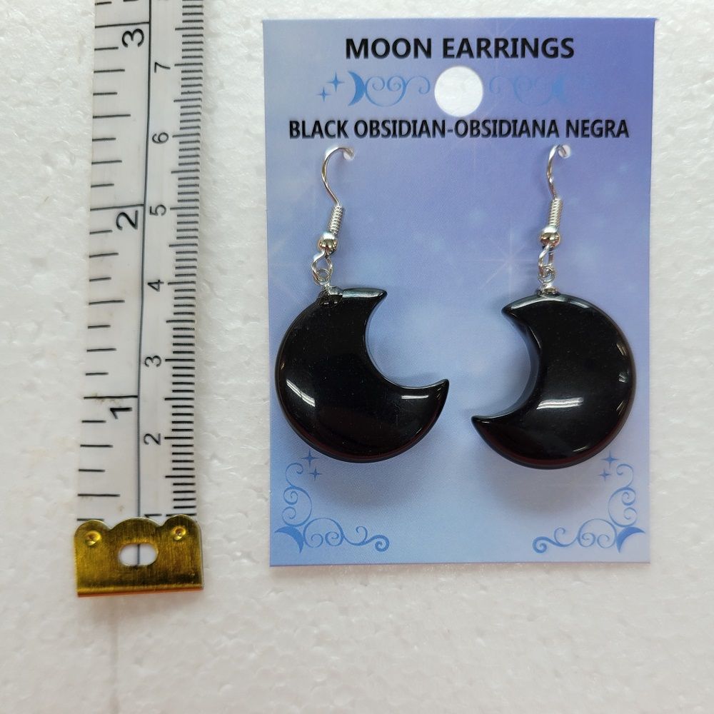 Obsidian Moon Dangle Earrings